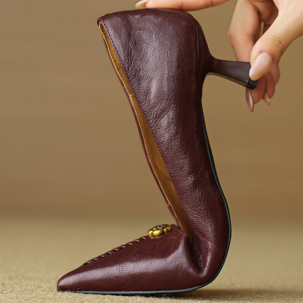Leather Heels for Women - Clara Rose Design - Elegant Dress Shoes