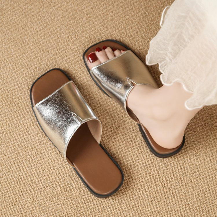 Bianca Leather Flat Sandals for Women - Casual Summer Footwear