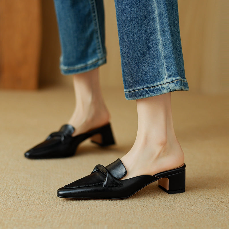 Leather Mules for Women - Stylish Slip-On Footwear for Everyday Wear