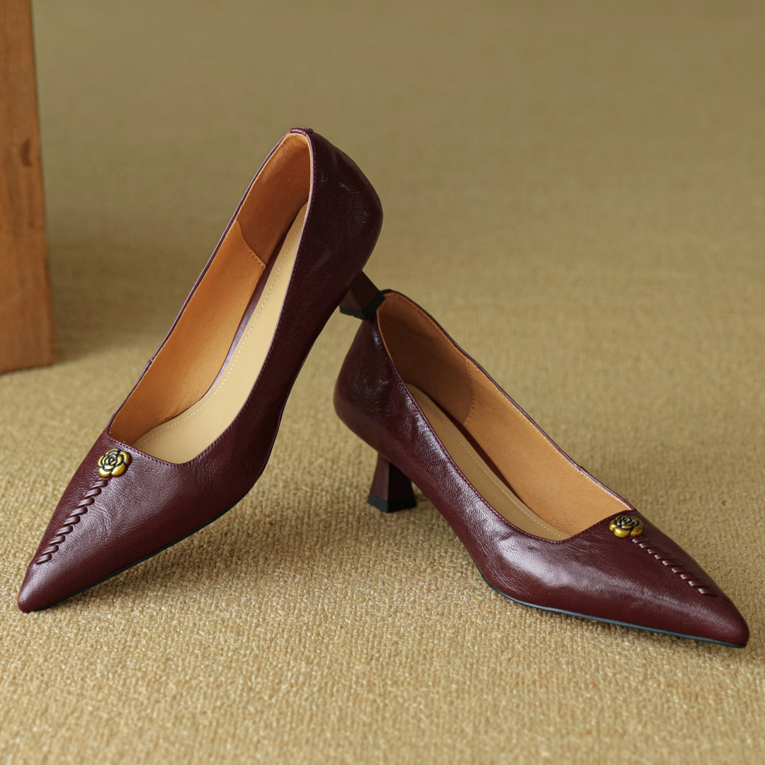 Leather Heels for Women - Clara Rose Design - Elegant Dress Shoes