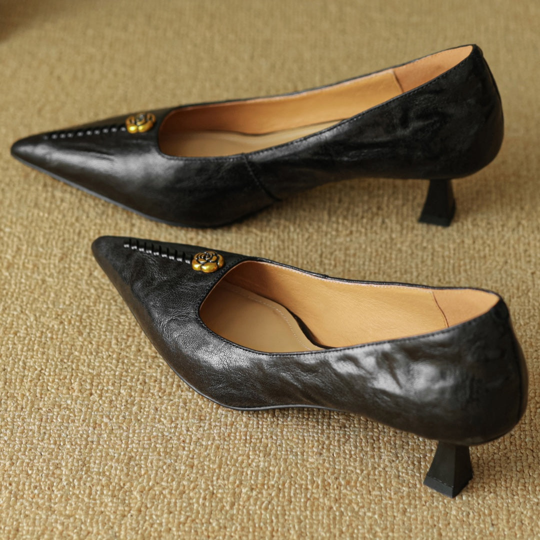 Leather Heels for Women - Clara Rose Design - Elegant Dress Shoes