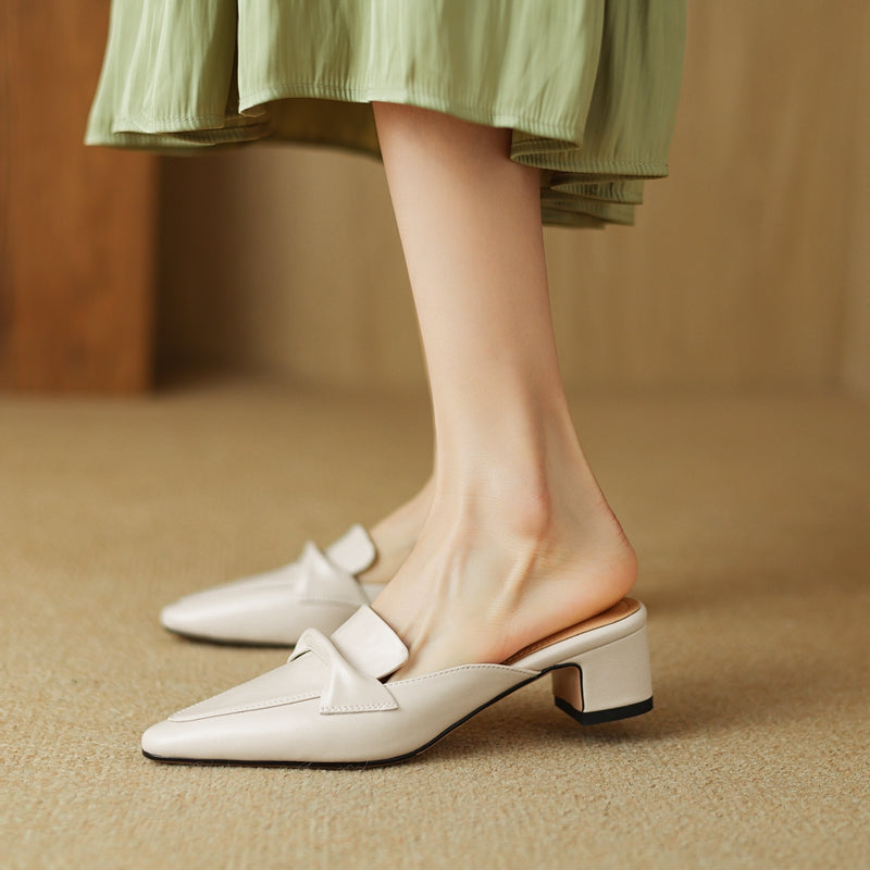 Leather Mules for Women - Stylish Slip-On Footwear for Everyday Wear
