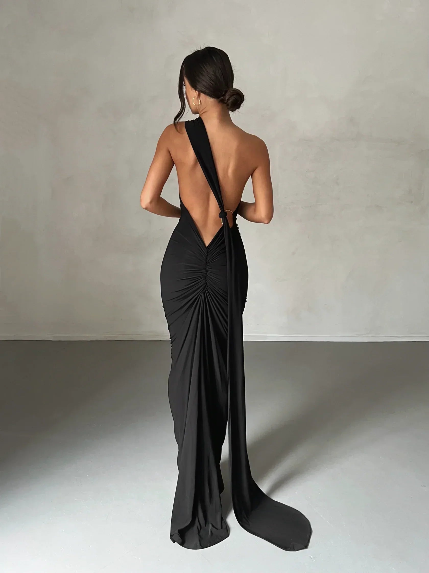 One-Shoulder Grecian Maxi Dress | Versatile Sash Design for Evening Wear