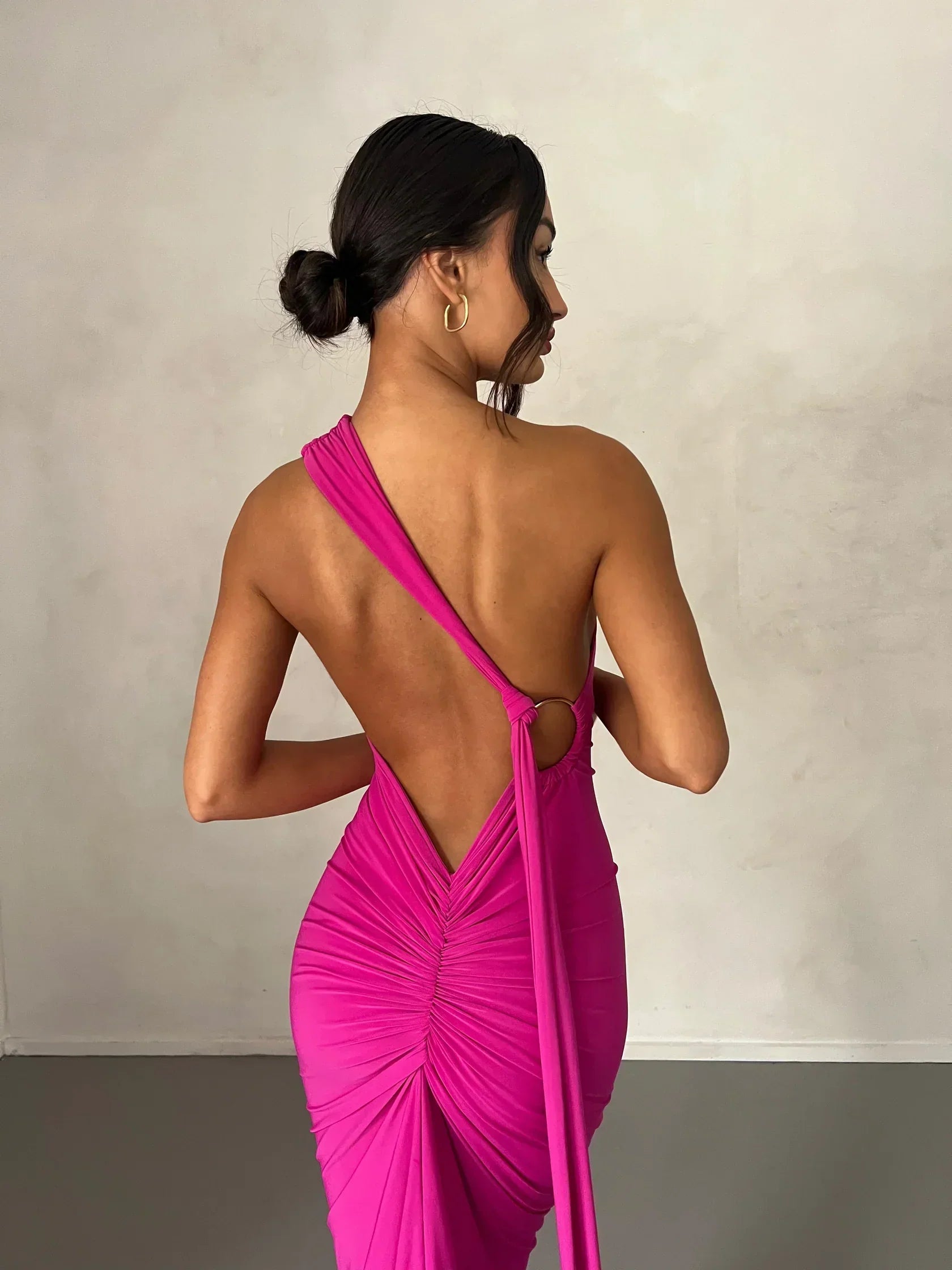 One-Shoulder Grecian Maxi Dress | Versatile Sash Design for Evening Wear