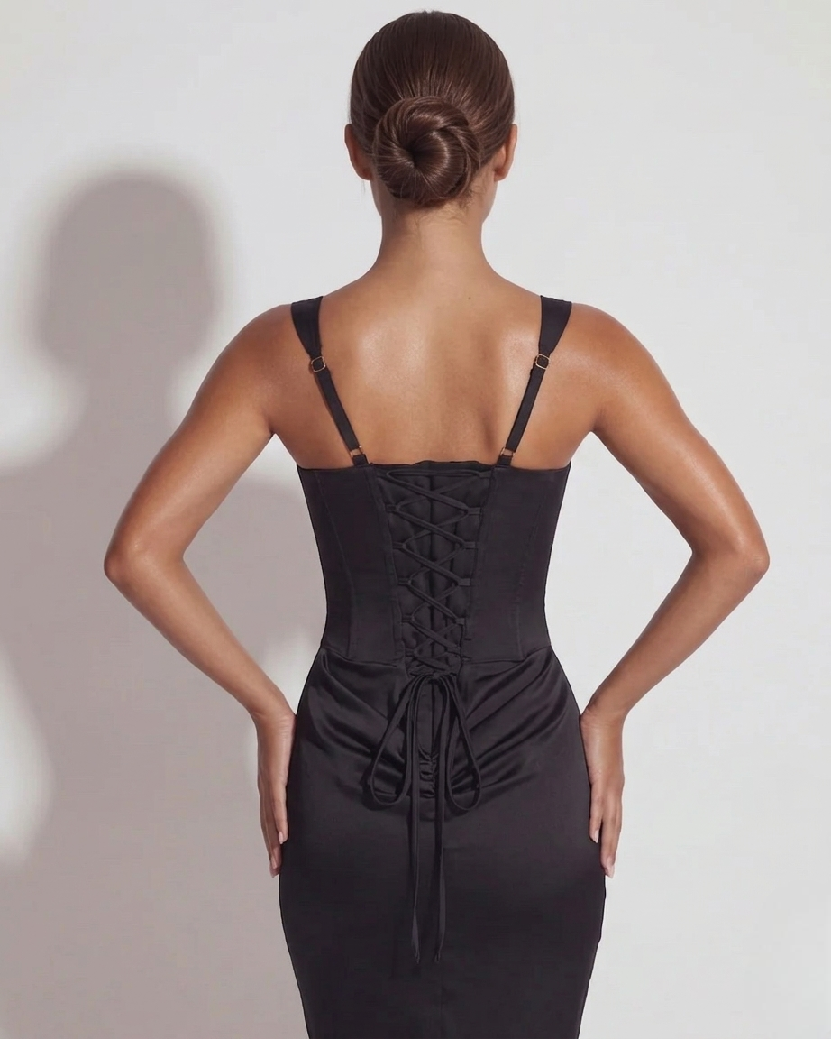 Structured Bodice Maxi Dress with Sculpted Design for Formal Events