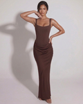 Structured Lace-Up Maxi Dress in Midnight - Elegant Evening Wear for Women