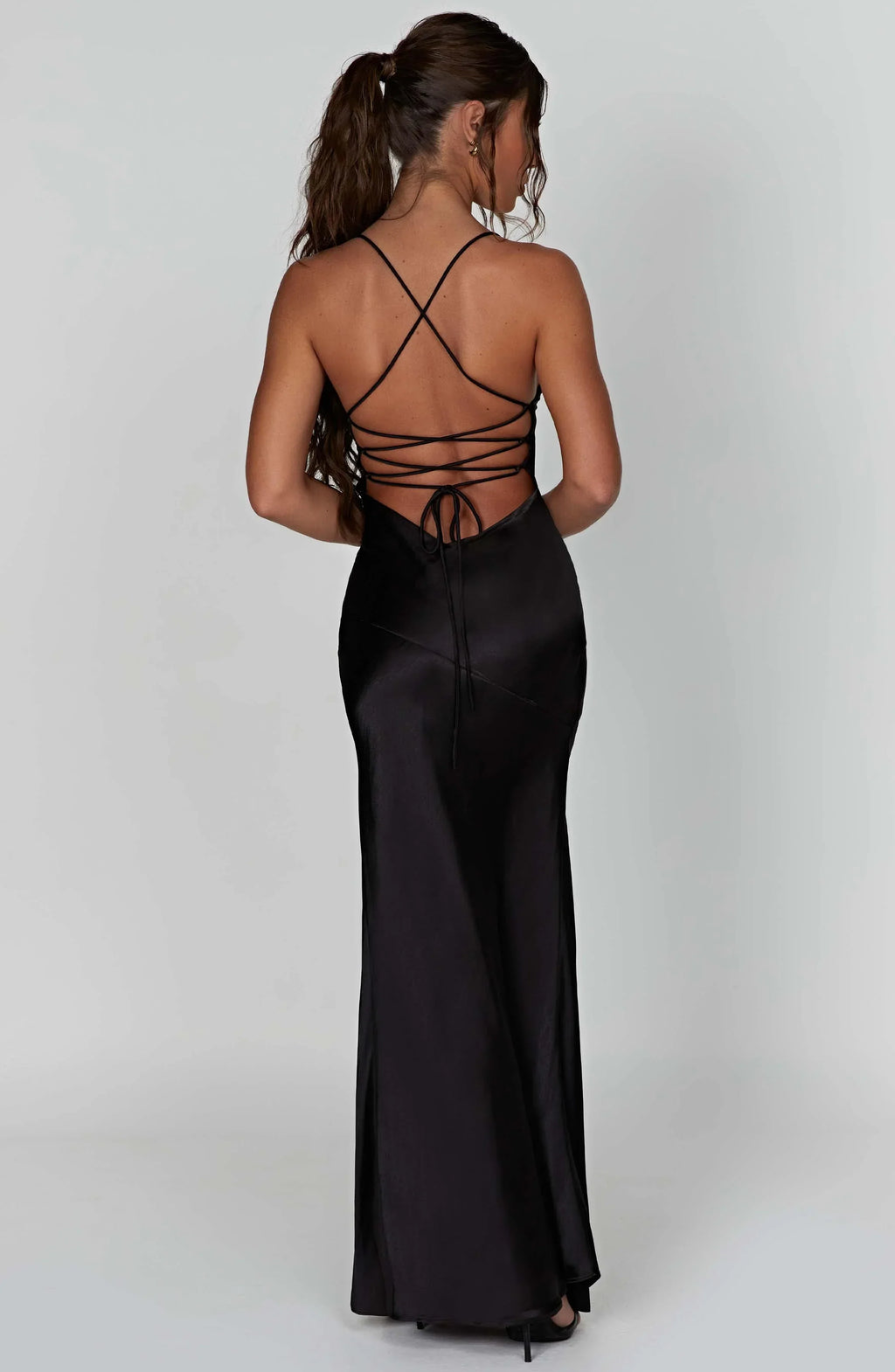 Satin Plunge Maxi Dress with Thigh-High Split for Evening Events