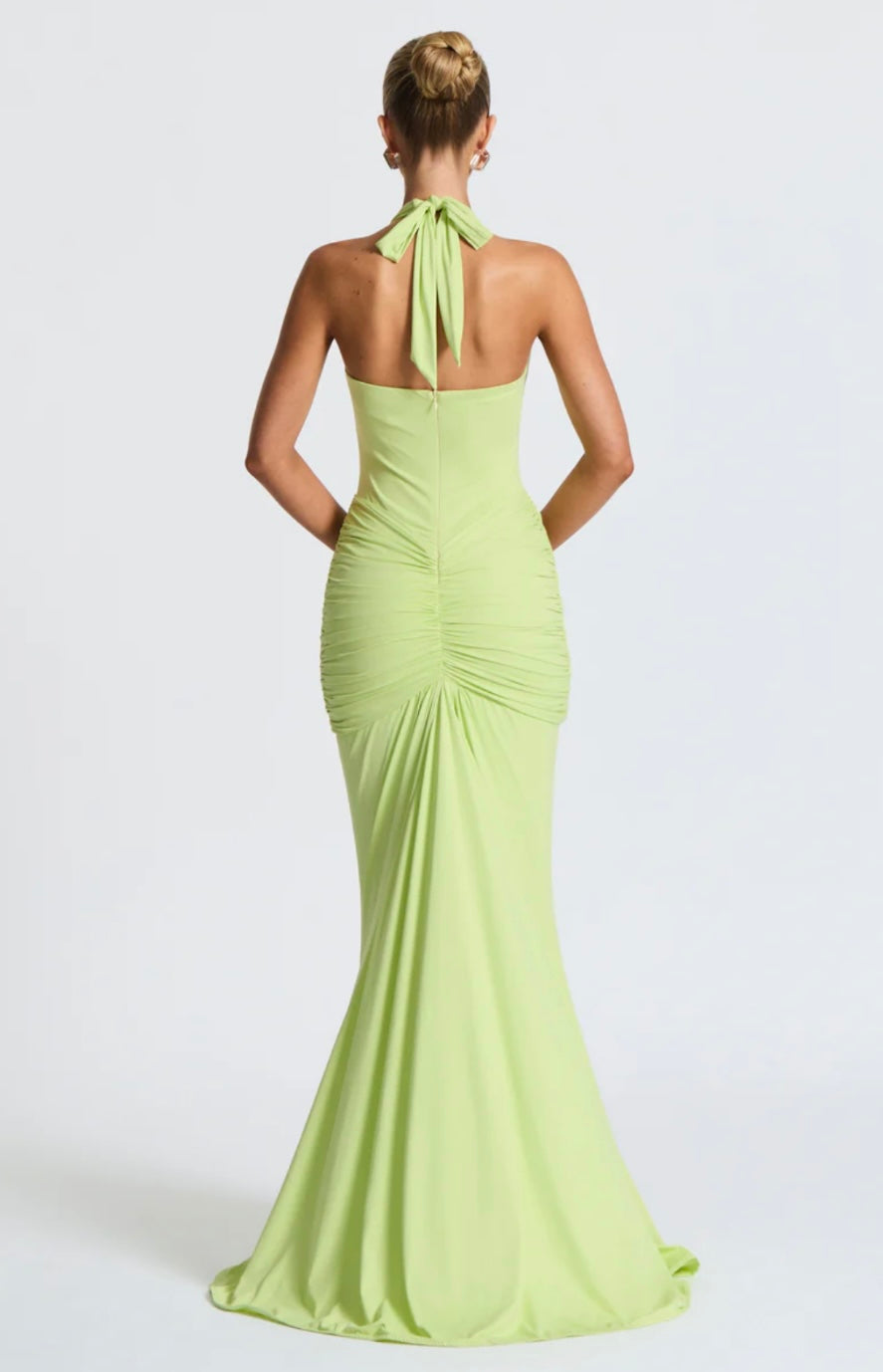 Ruched Plunging Halter Maxi Dress | Bodycon Style for Evening Wear