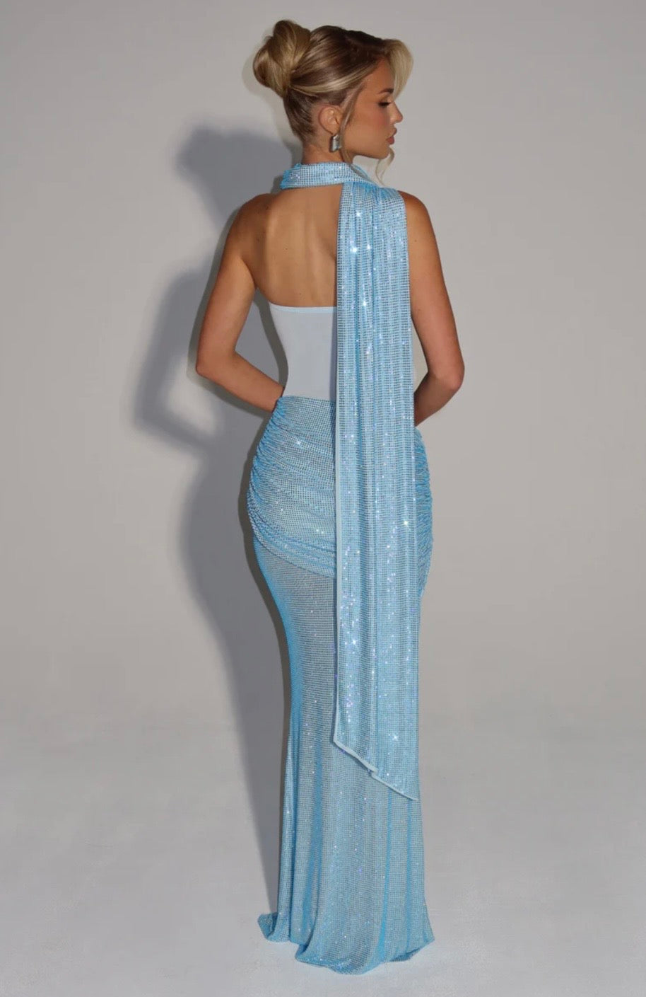 Strapless Ruched Maxi Dress with Draped Panels for Evening Events