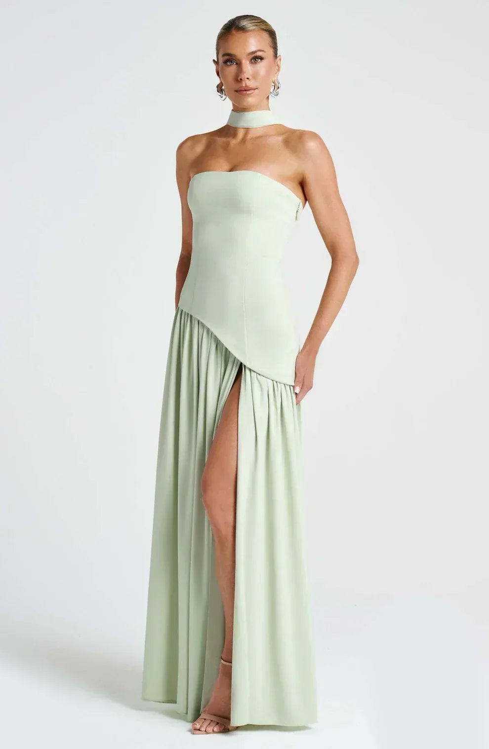 Asymmetrical Strapless Maxi Dress | Sculpted Design for Formal Events