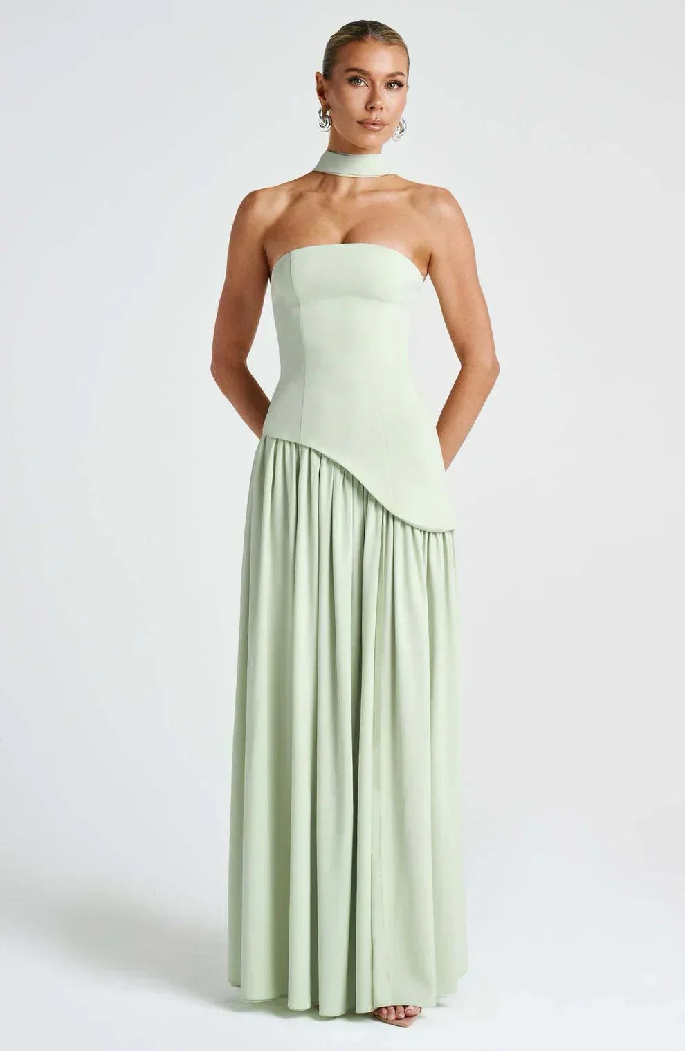 Asymmetrical Strapless Maxi Dress | Sculpted Design for Formal Events