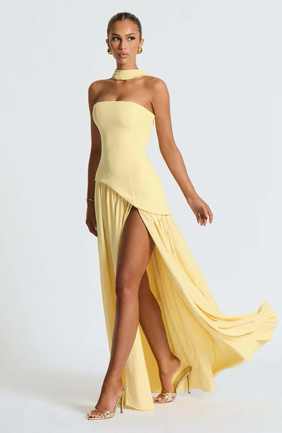 Asymmetrical Strapless Maxi Dress | Sculpted Design for Formal Events
