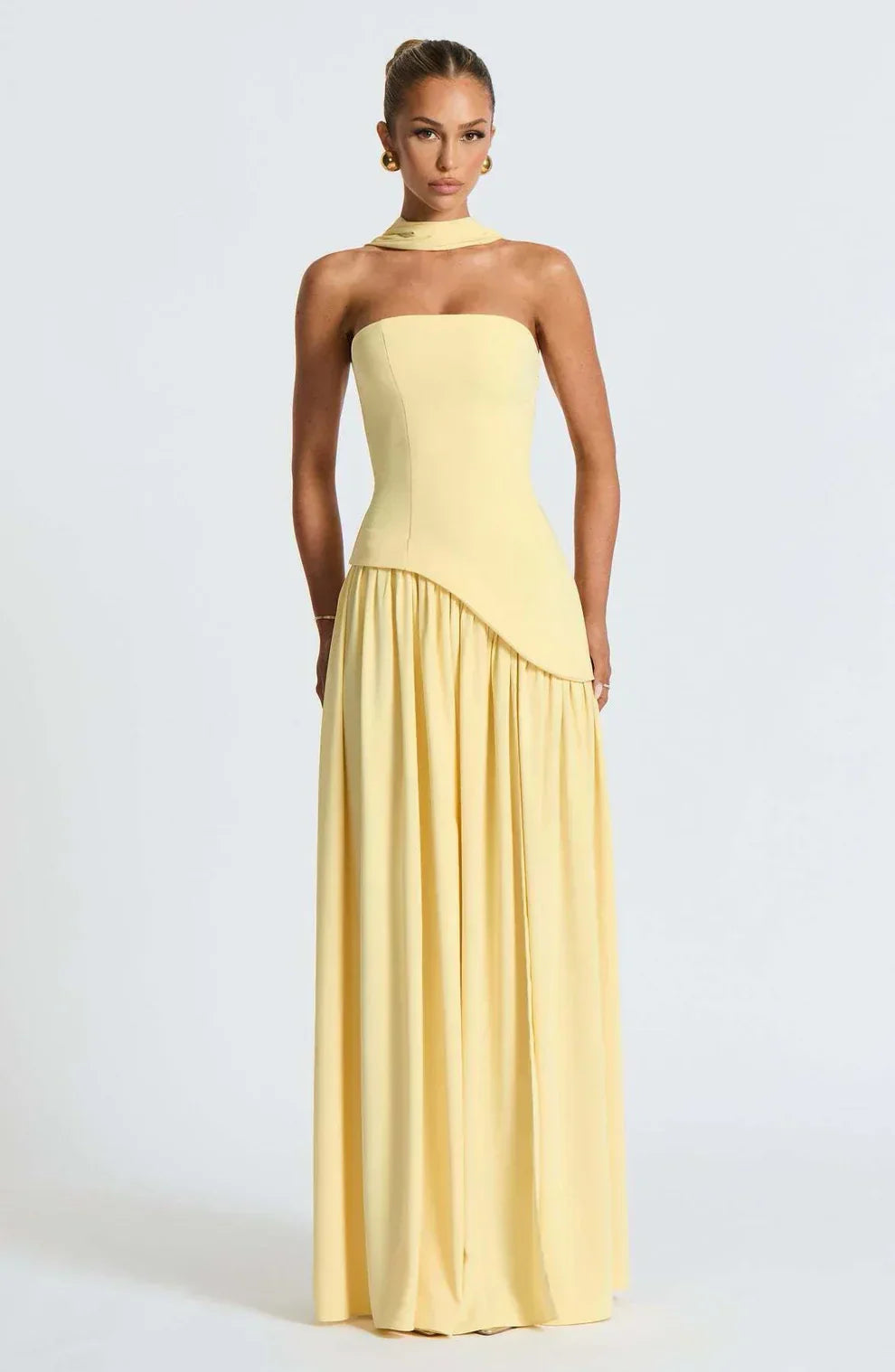 Asymmetrical Strapless Maxi Dress | Sculpted Design for Formal Events