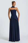 Asymmetrical Strapless Maxi Dress | Sculpted Design for Formal Events