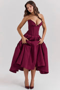 Pleated Boned Corset Midi Dress | Romantic Silhouette for Special Occasions