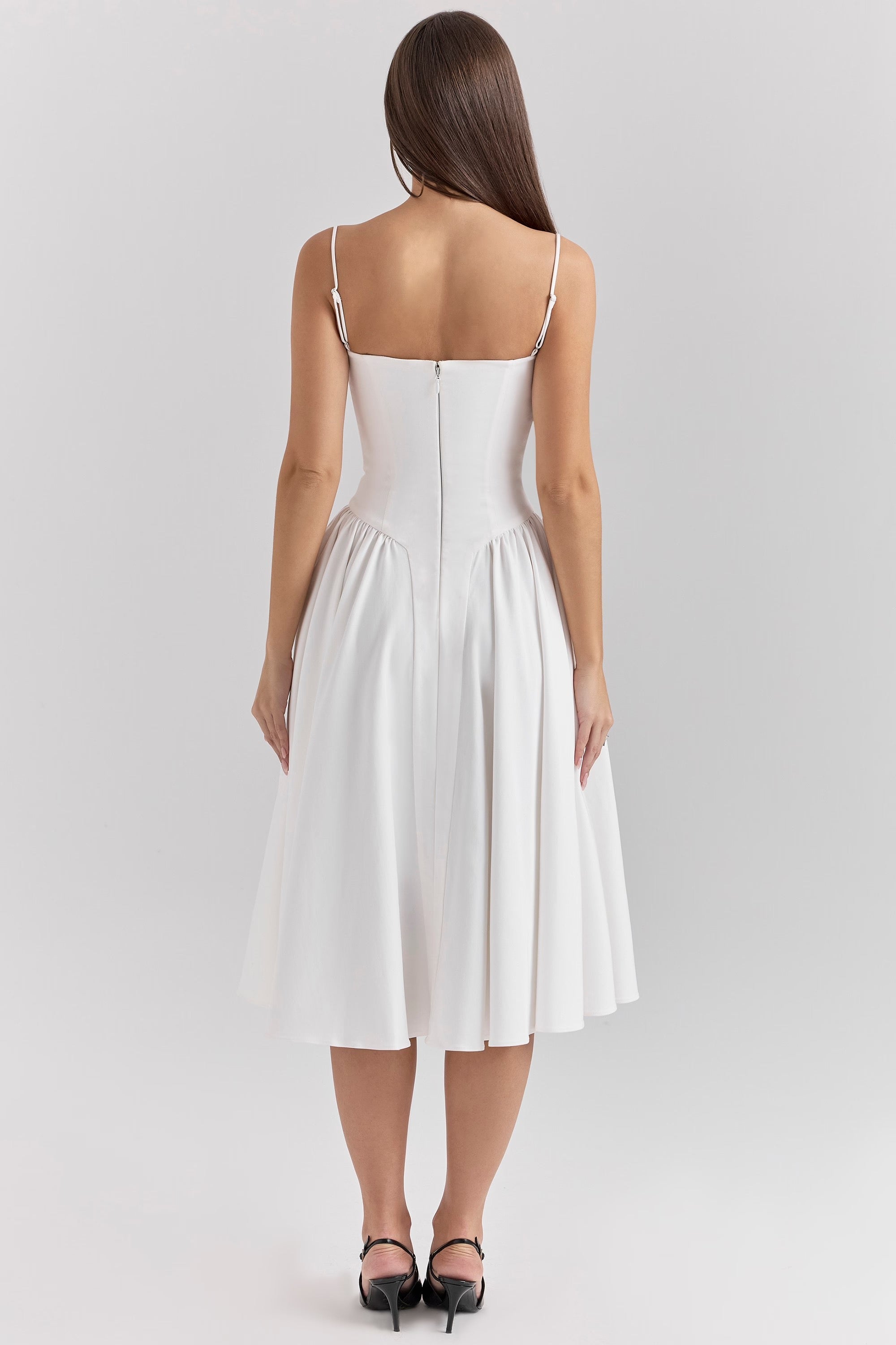 Underwired Sweetheart Twill Corset Midi Dress for Evening Wear