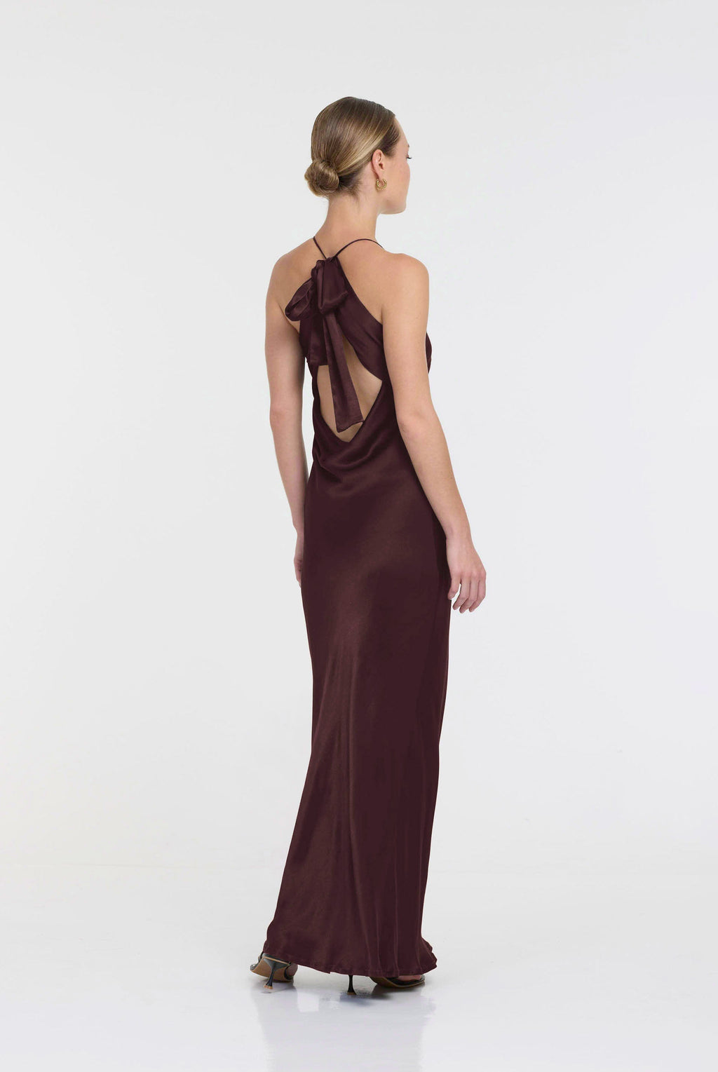 Halter Maxi Dress in High-Shine Satin for Bridesmaids and Formal Events