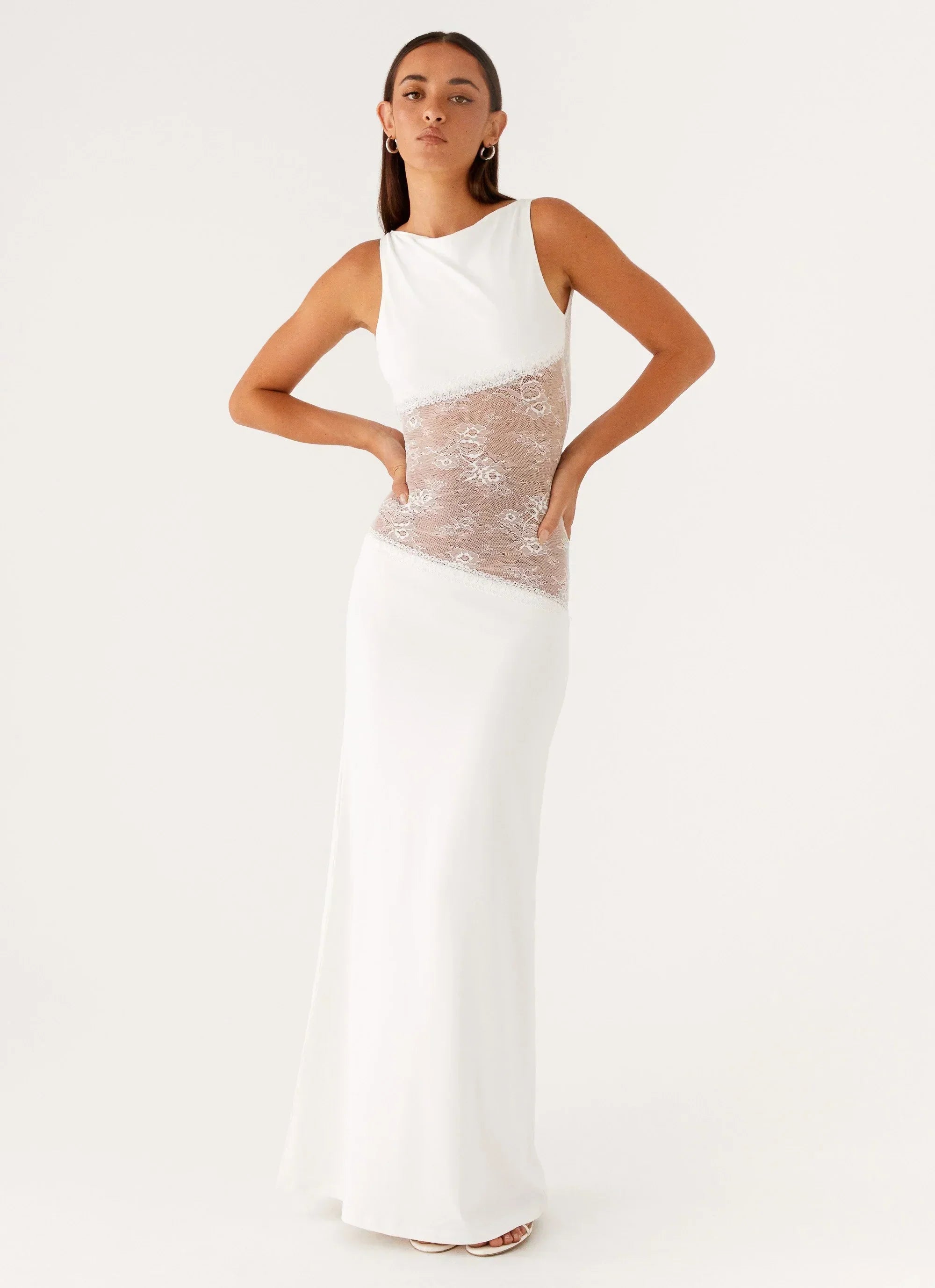 Open Back Lace Panel Maxi Dress | Elegant Evening Wear for Special Occasions