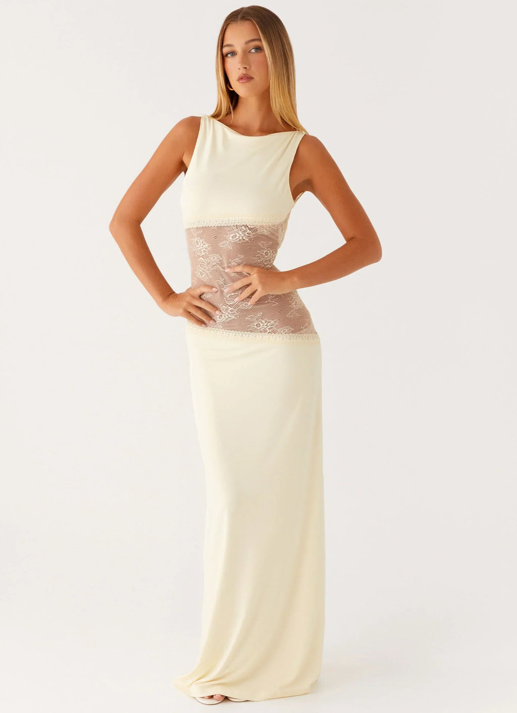 Open Back Lace Panel Maxi Dress | Elegant Evening Wear for Special Occasions