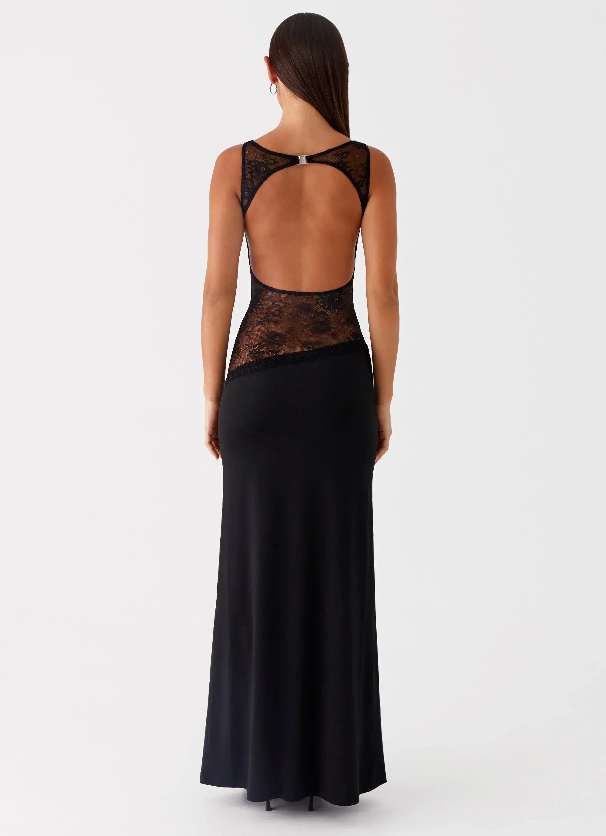 Open Back Lace Panel Maxi Dress | Elegant Evening Wear for Special Occasions