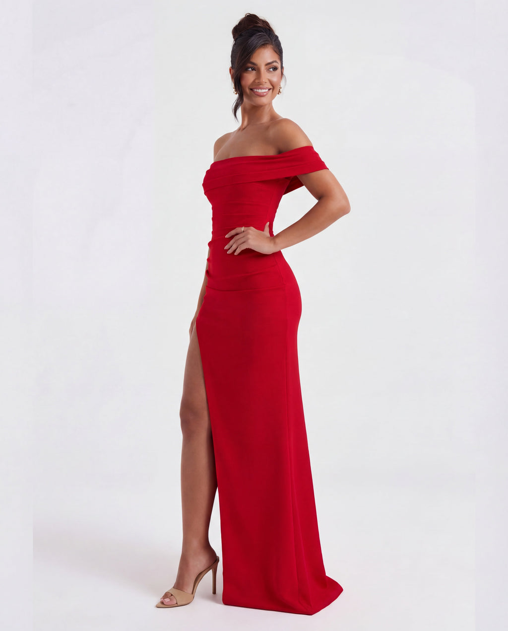 Off-Shoulder Ruched Maxi Dress | Bodycon Style for Evening Events
