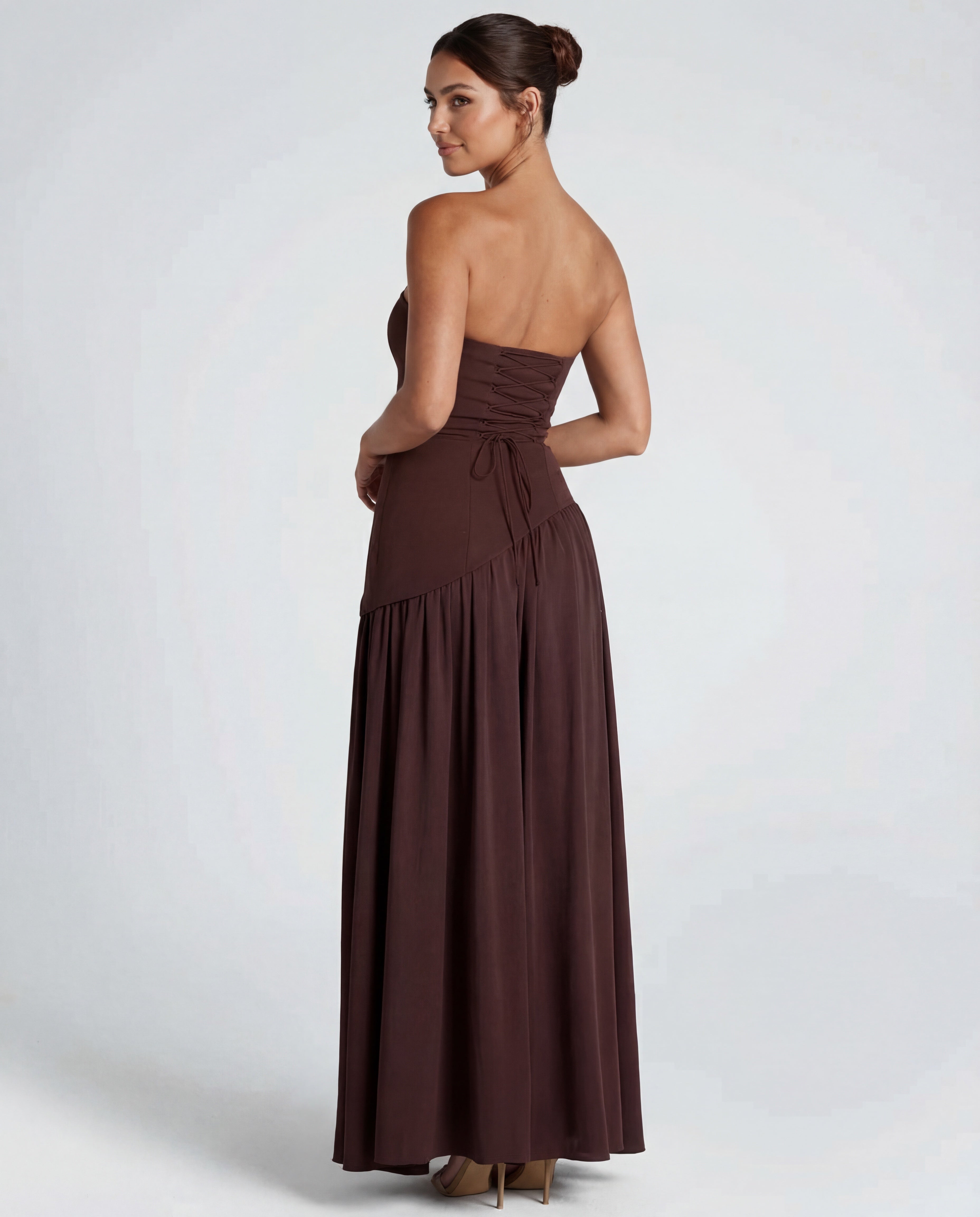 Strapless Maxi Dress with Thigh-High Split for Evening Events and Parties