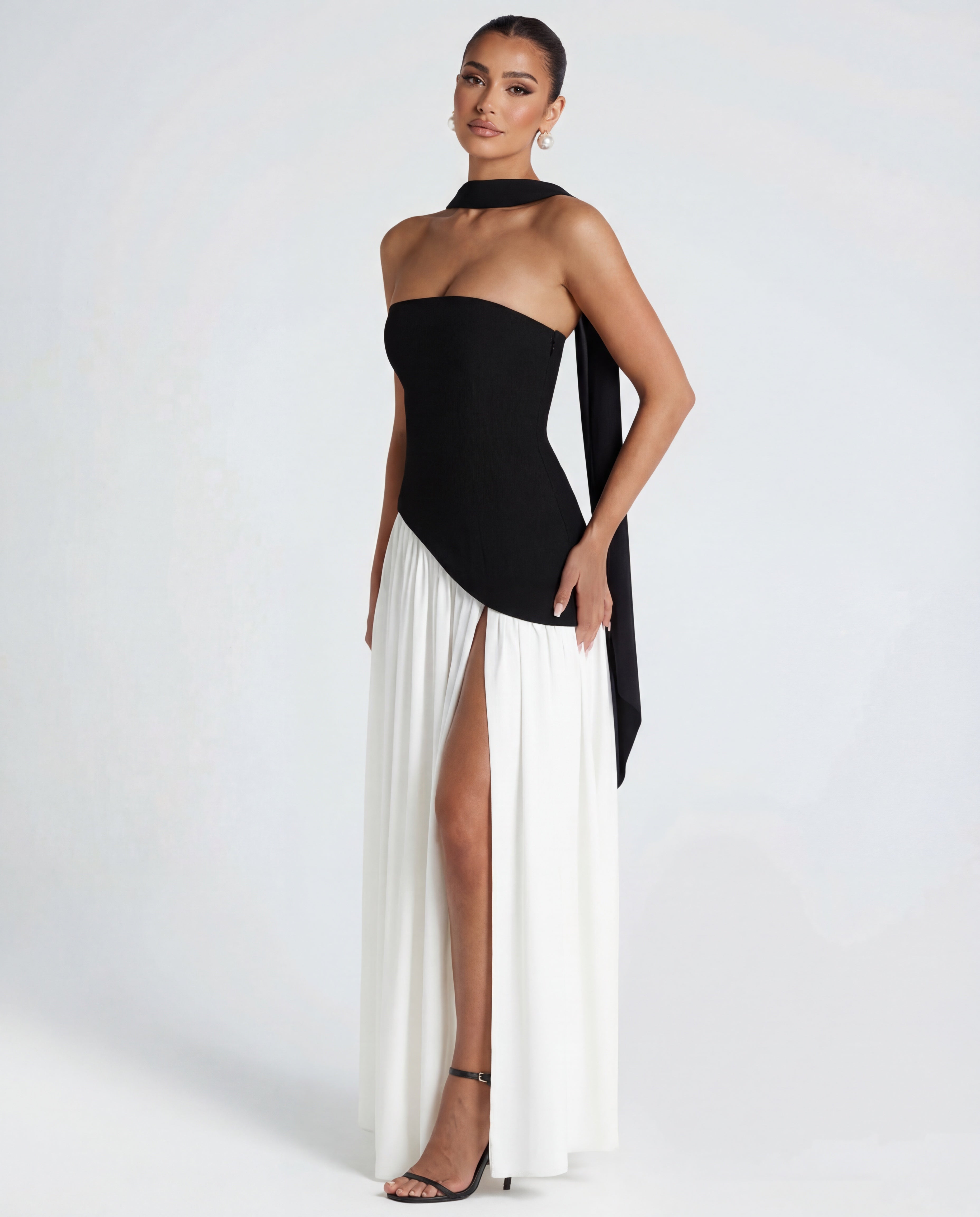 Strapless Maxi Dress with Thigh-High Split for Evening Events and Parties
