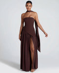 Strapless Maxi Dress with Thigh-High Split for Evening Events and Parties