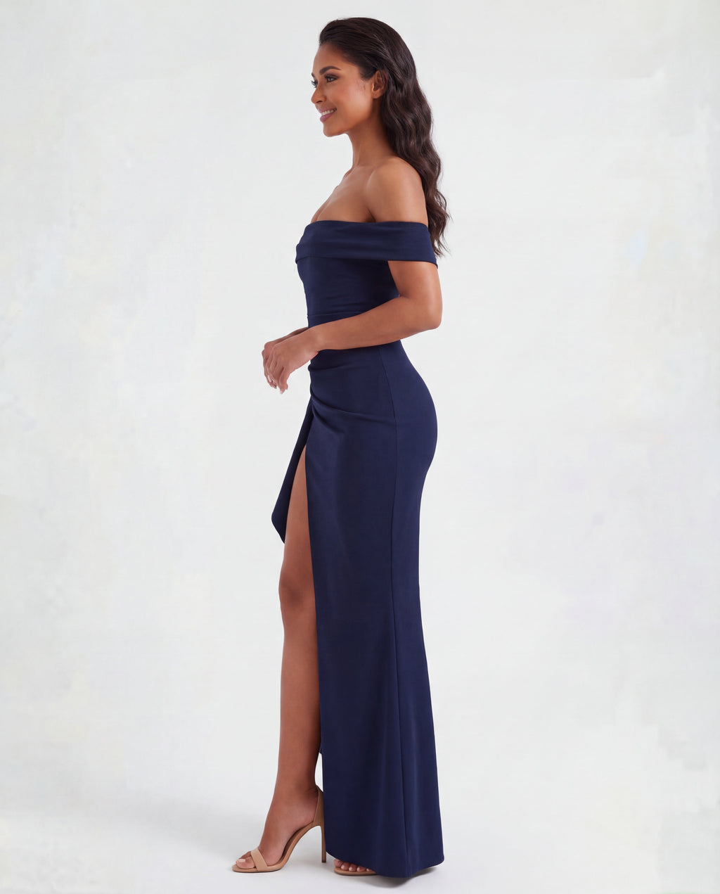 Off-Shoulder Ruched Maxi Dress | Bodycon Style for Evening Events