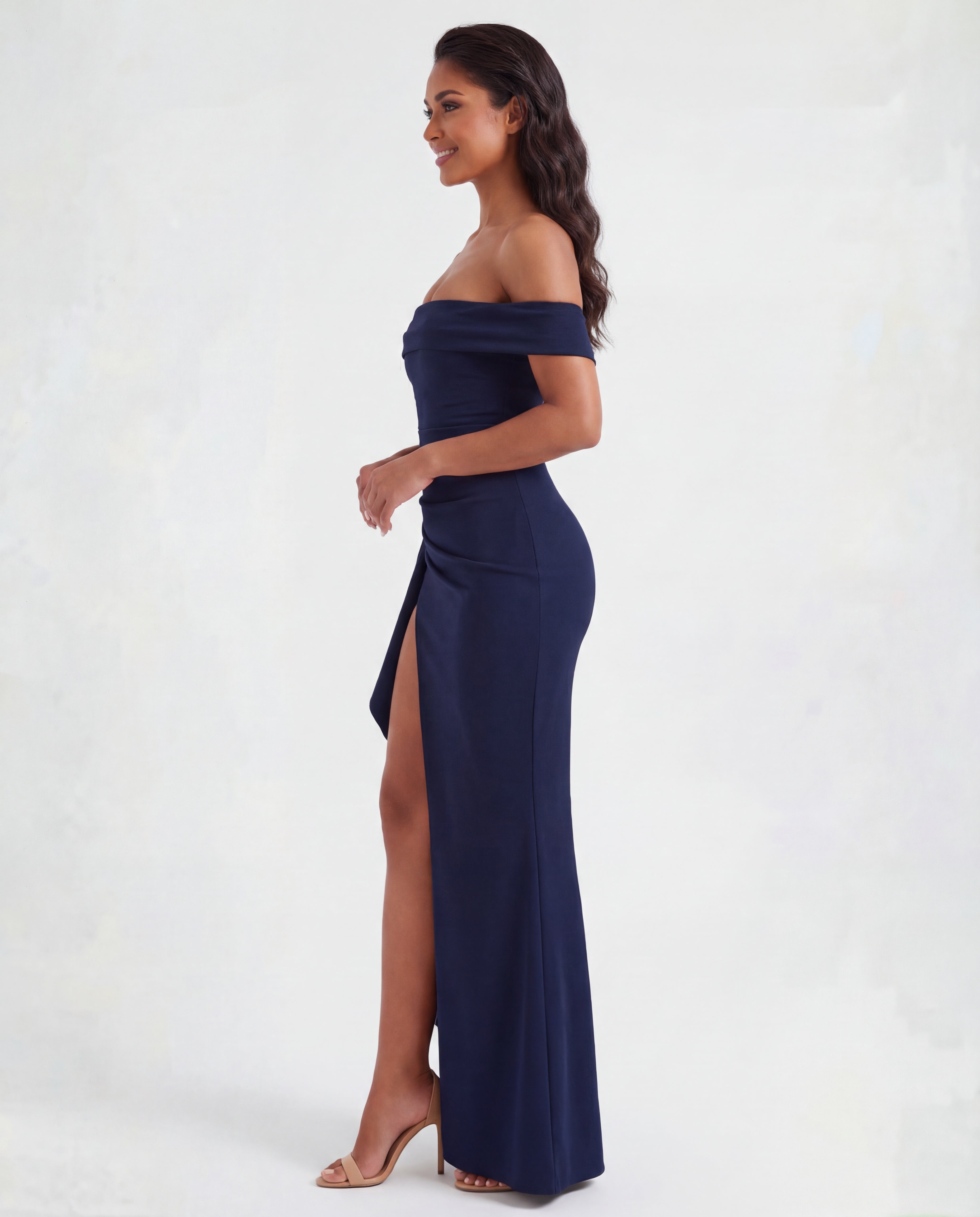 Off-Shoulder Ruched Maxi Dress | Bodycon Style for Evening Events