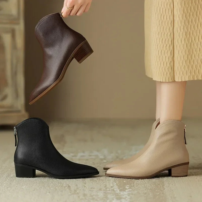 Leather Ankle Boots for Women - Classic Design for Everyday Wear