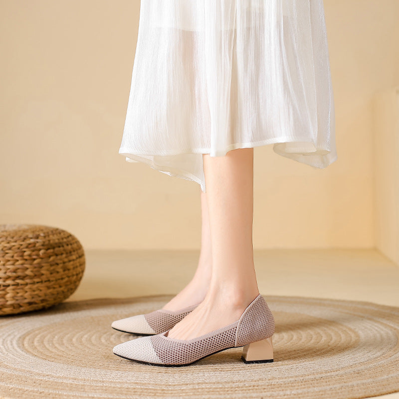 Knit Heels for Women - Comfortable Knit Upper, Elegant Design for Casual Wear