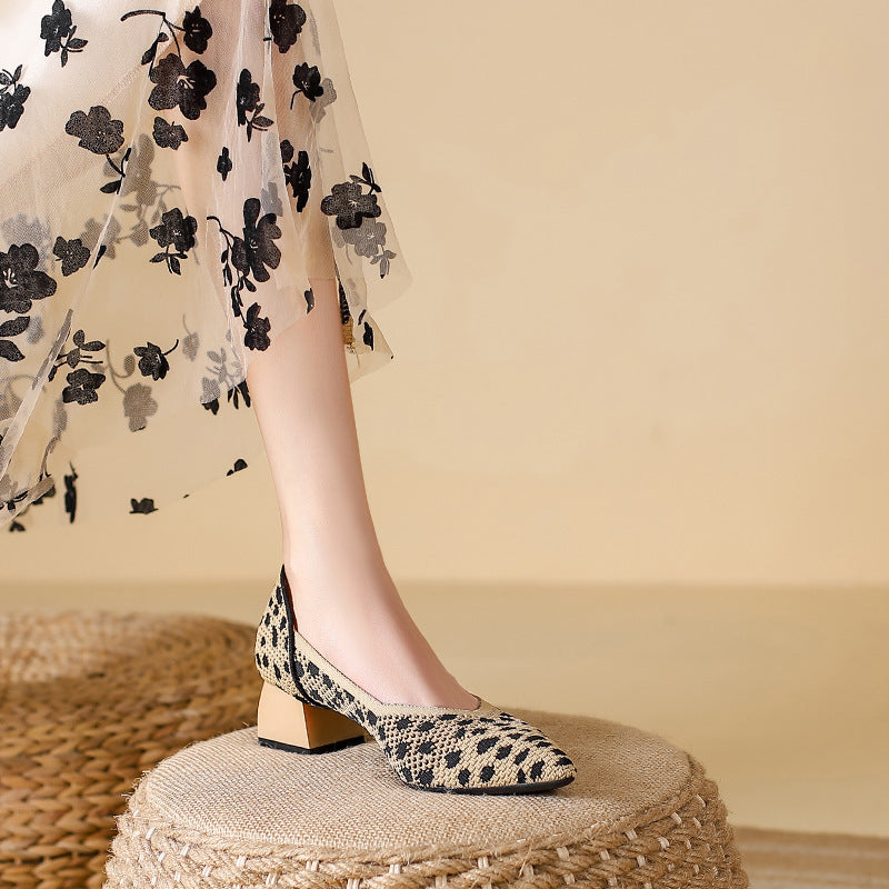 Knit Heels for Women - Comfortable Knit Upper, Elegant Design for Casual Wear