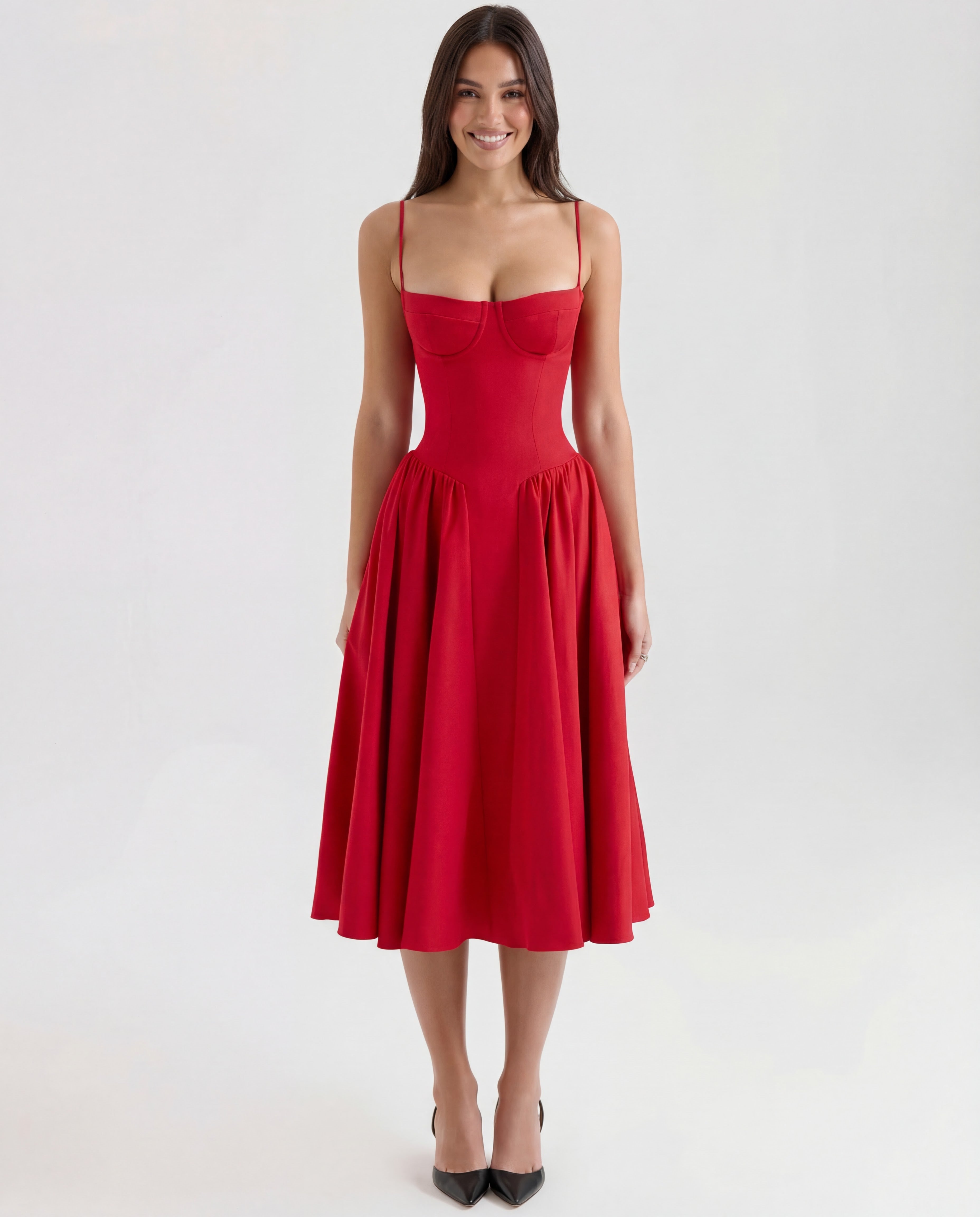 Underwired Sweetheart Neckline Corset Midi Dress for Special Occasions