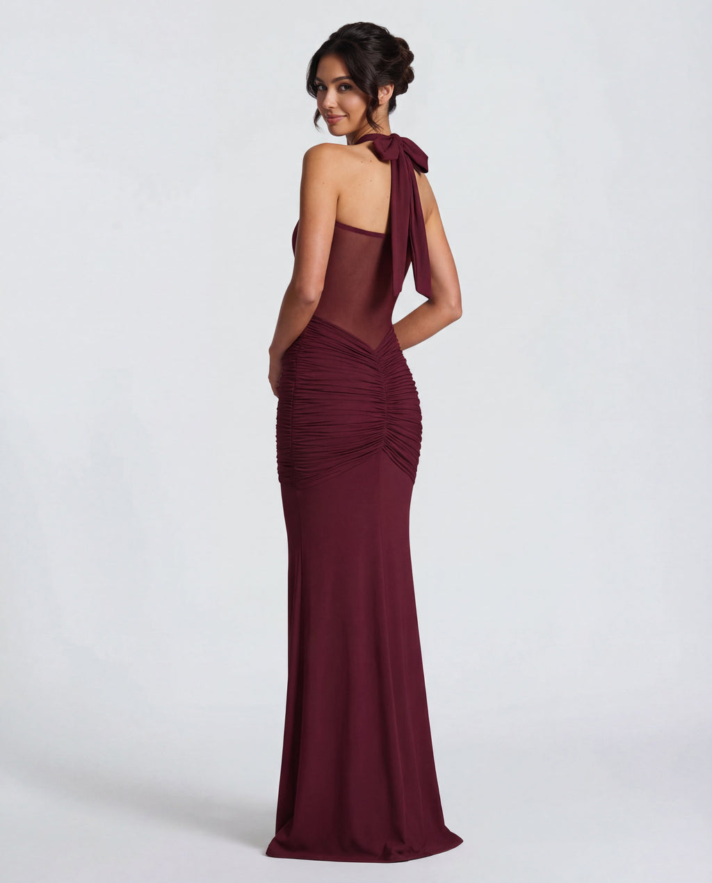 Yellow Halter Neck Ruched Maxi Dress | Elegant Summer Evening Wear