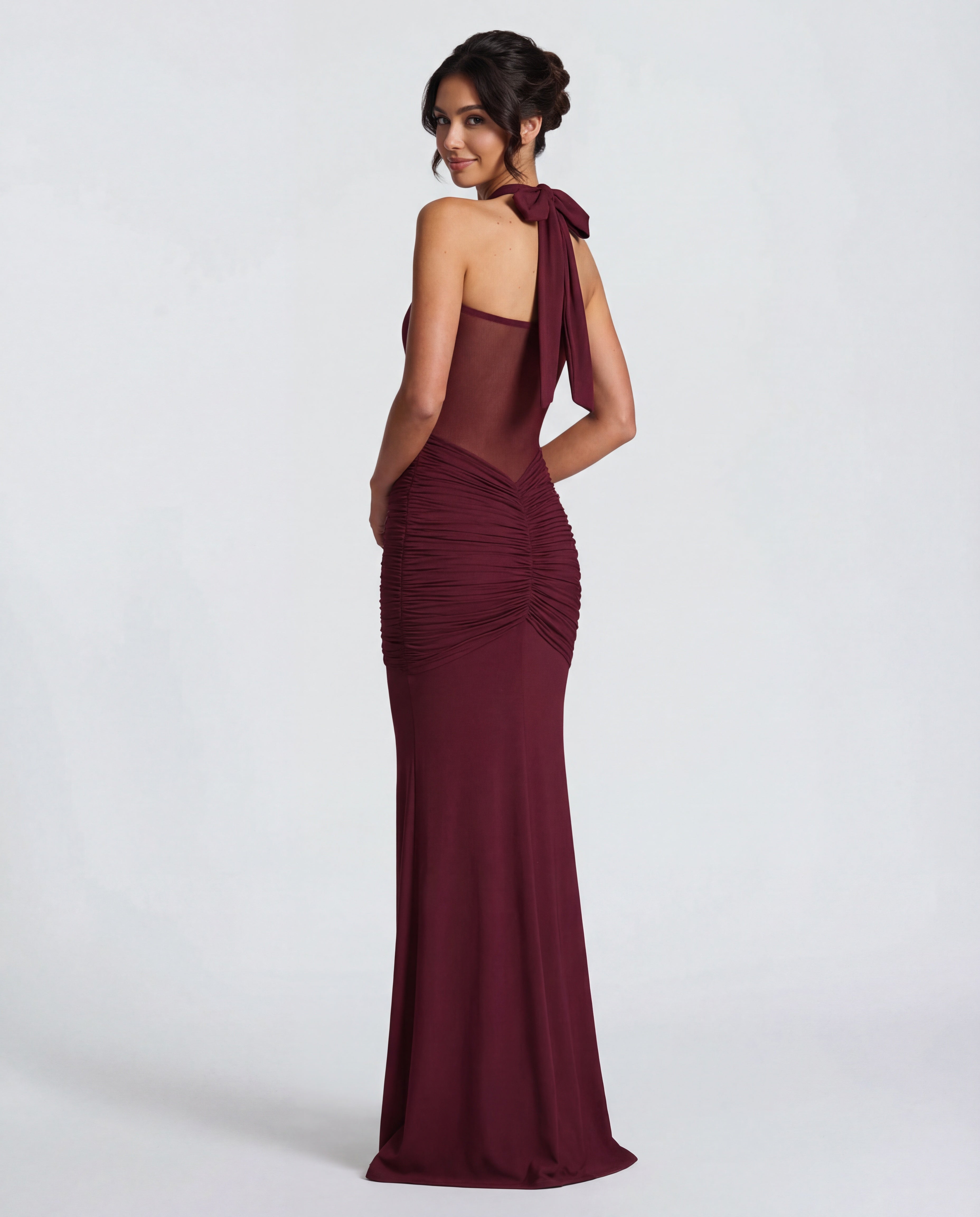 Yellow Halter Neck Ruched Maxi Dress | Elegant Summer Evening Wear
