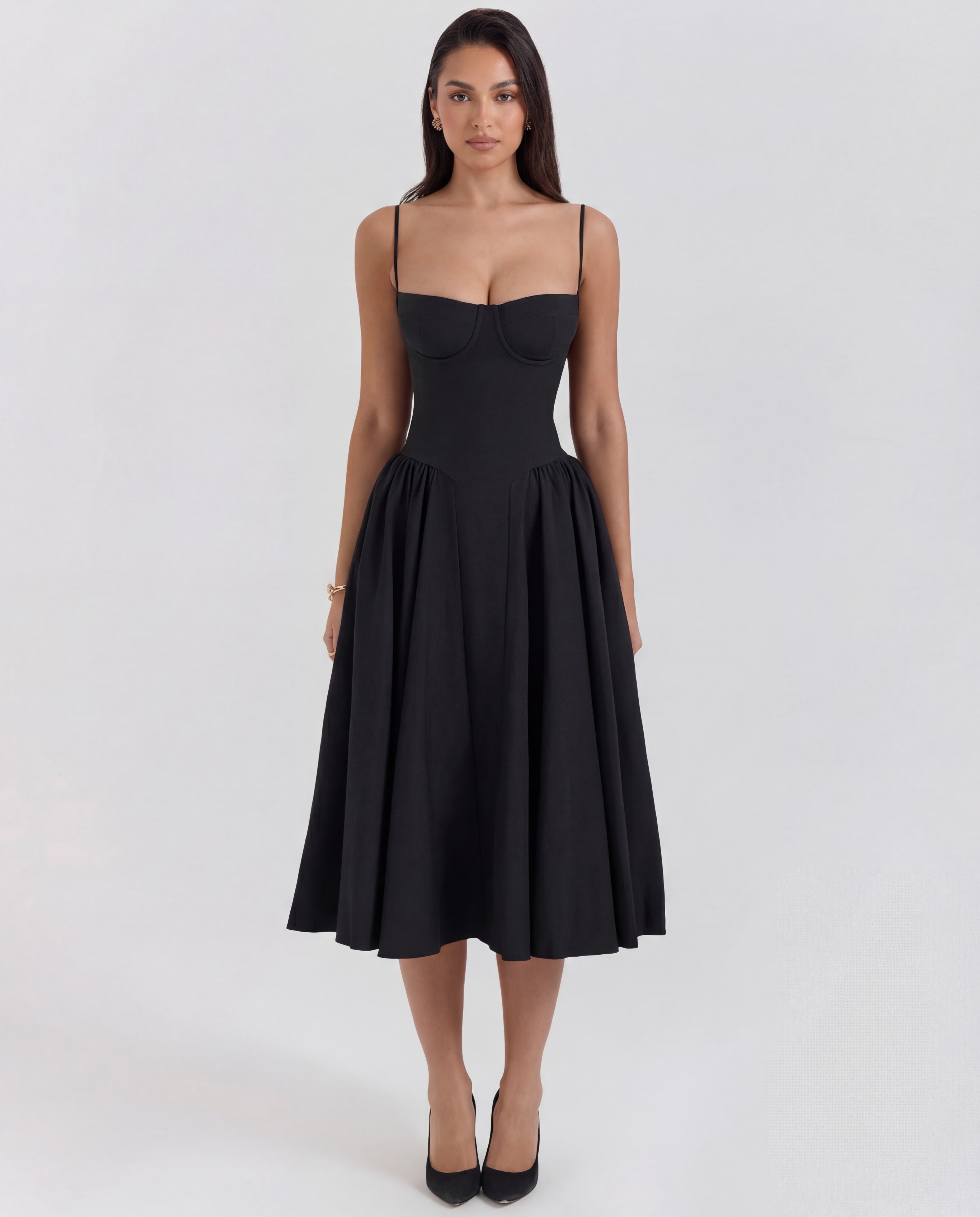 Underwired Sweetheart Neckline Corset Midi Dress for Special Occasions