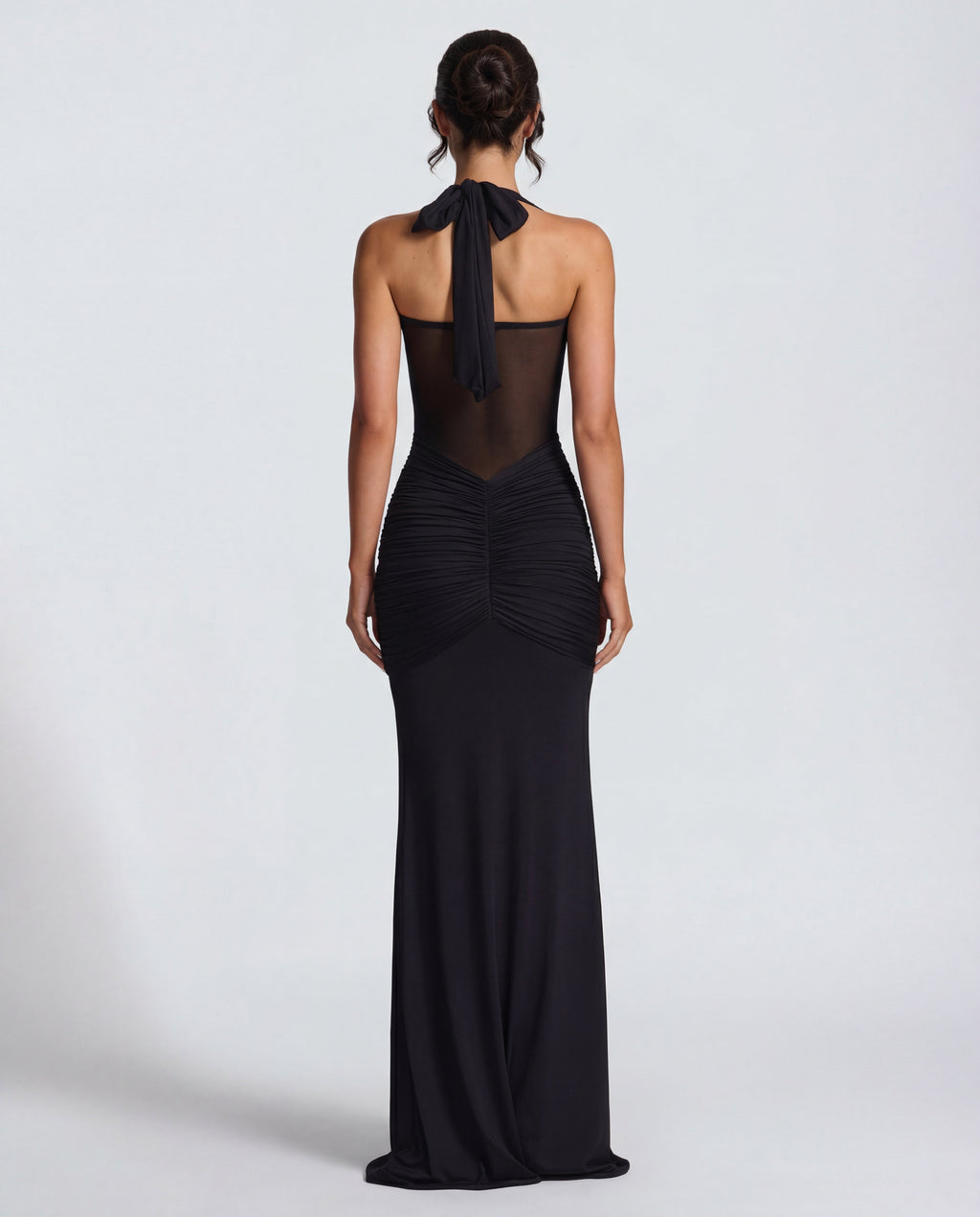 Yellow Halter Neck Ruched Maxi Dress | Elegant Summer Evening Wear