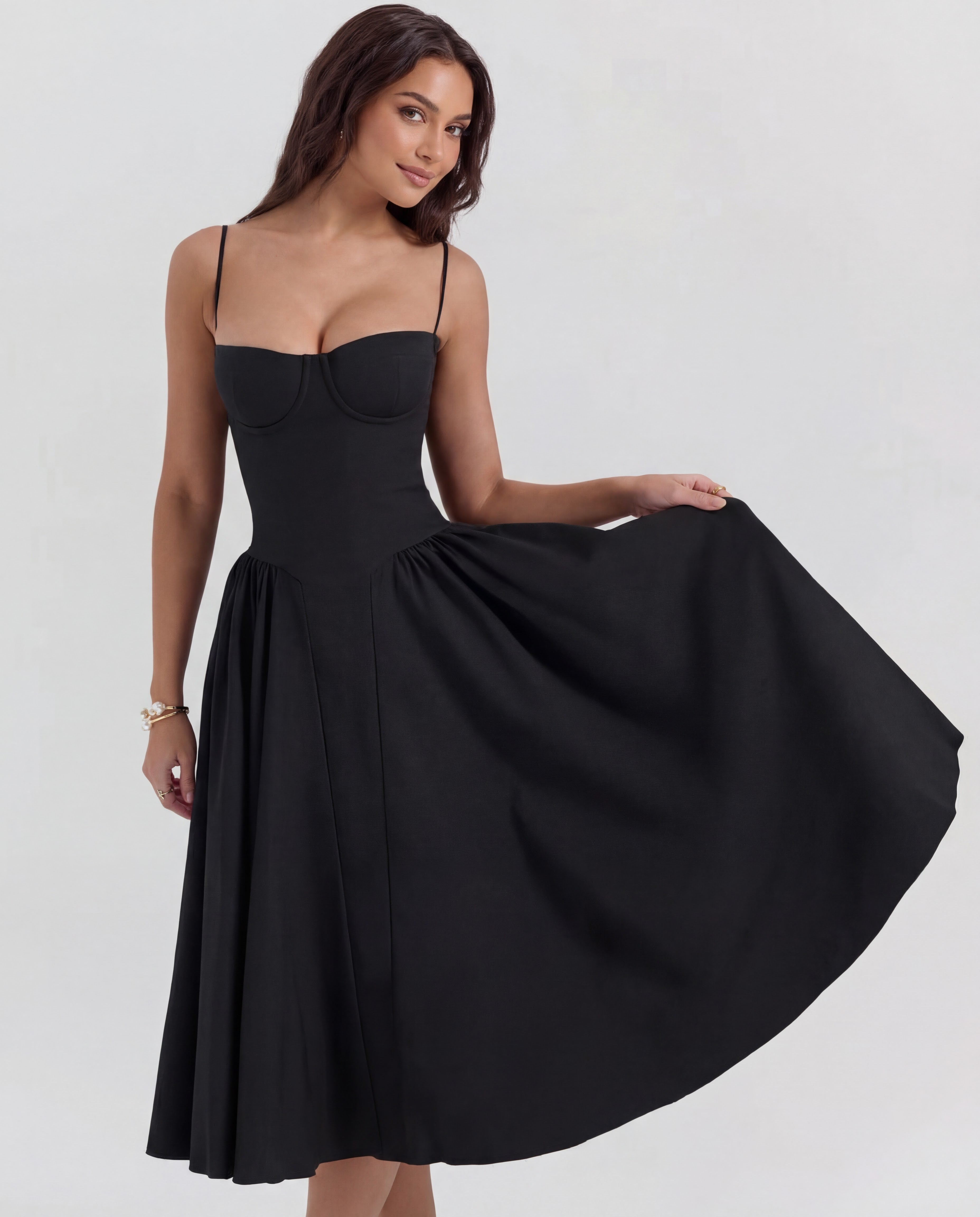 Underwired Sweetheart Neckline Corset Midi Dress for Special Occasions