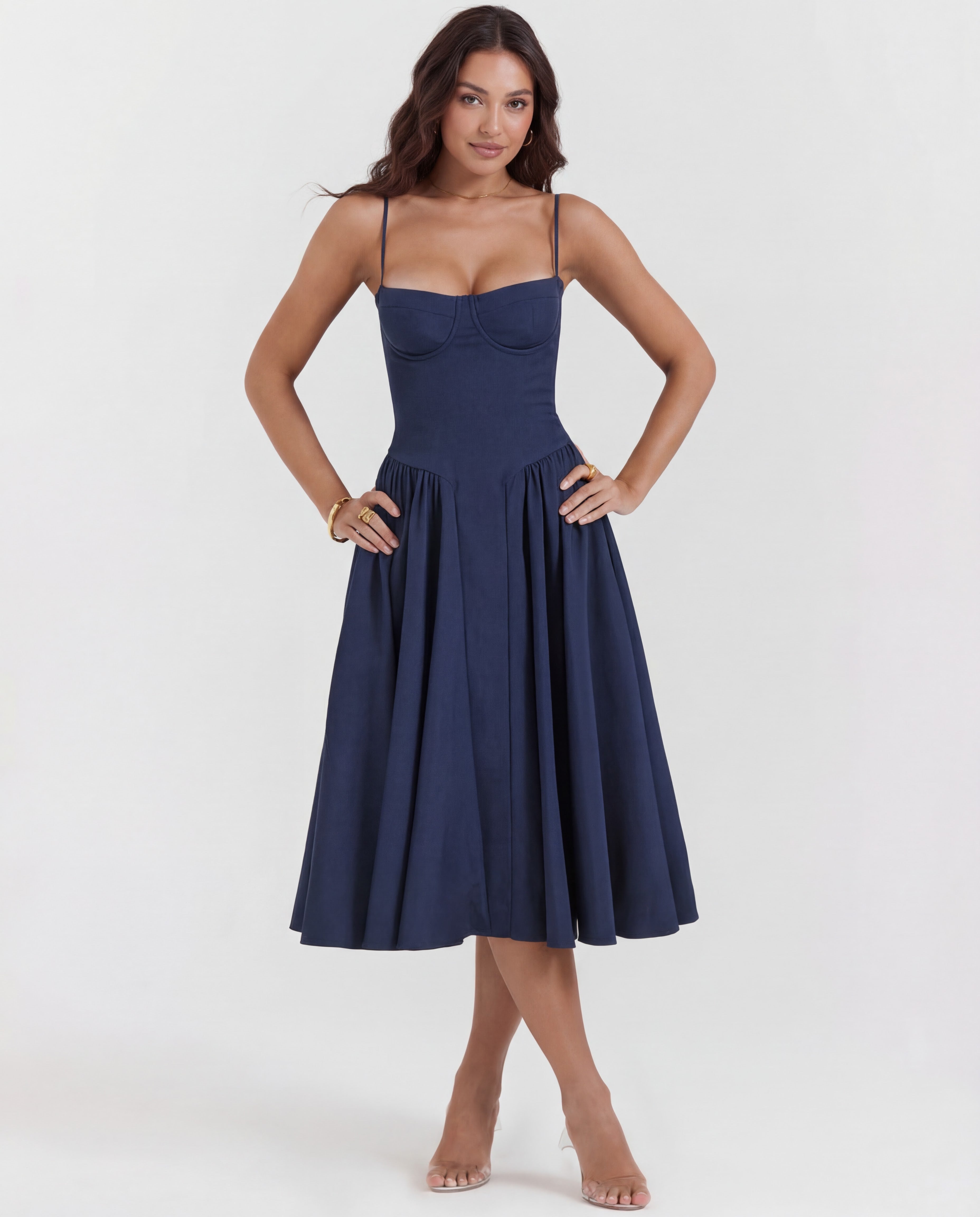 Underwired Sweetheart Neckline Corset Midi Dress for Special Occasions
