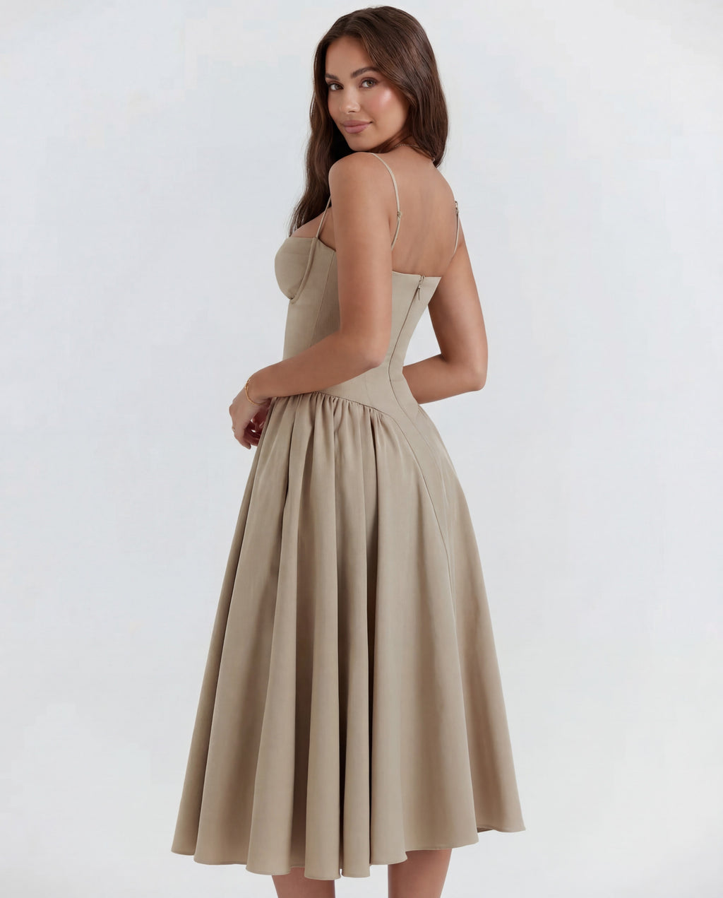 Underwired Sweetheart Neckline Corset Midi Dress for Special Occasions