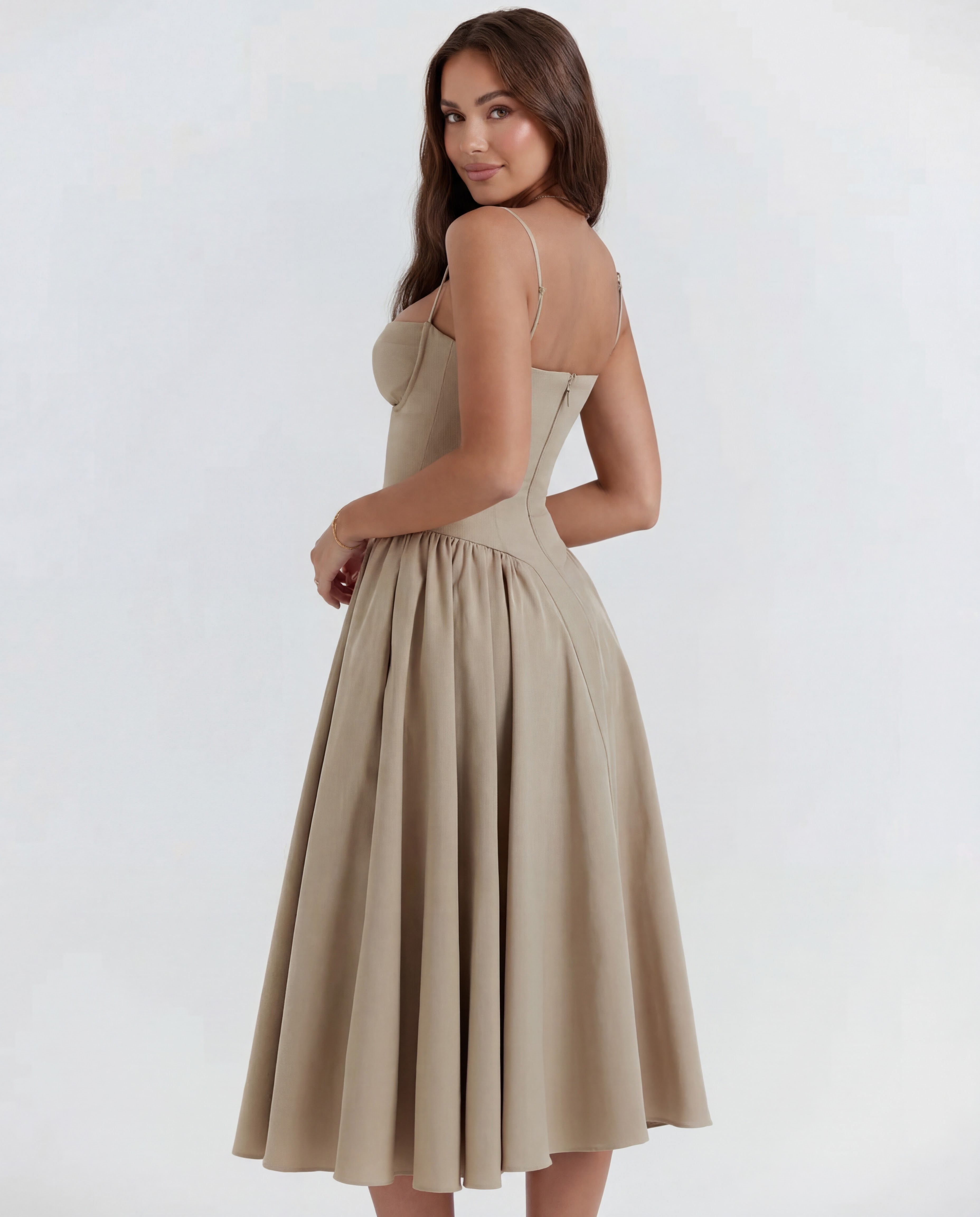 Underwired Sweetheart Neckline Corset Midi Dress for Special Occasions