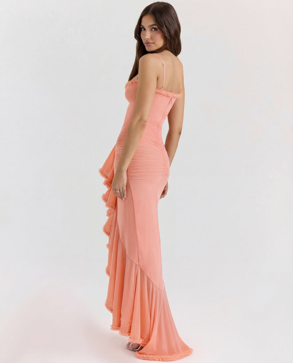 Cascading Ruffle Maxi Dress with Sweetheart Neckline - Elegant Evening Wear