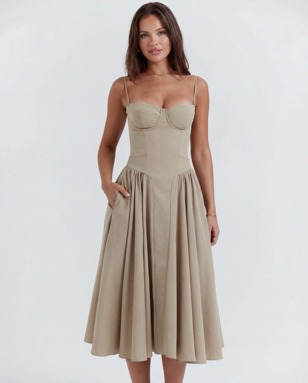 Underwired Sweetheart Neckline Corset Midi Dress for Special Occasions