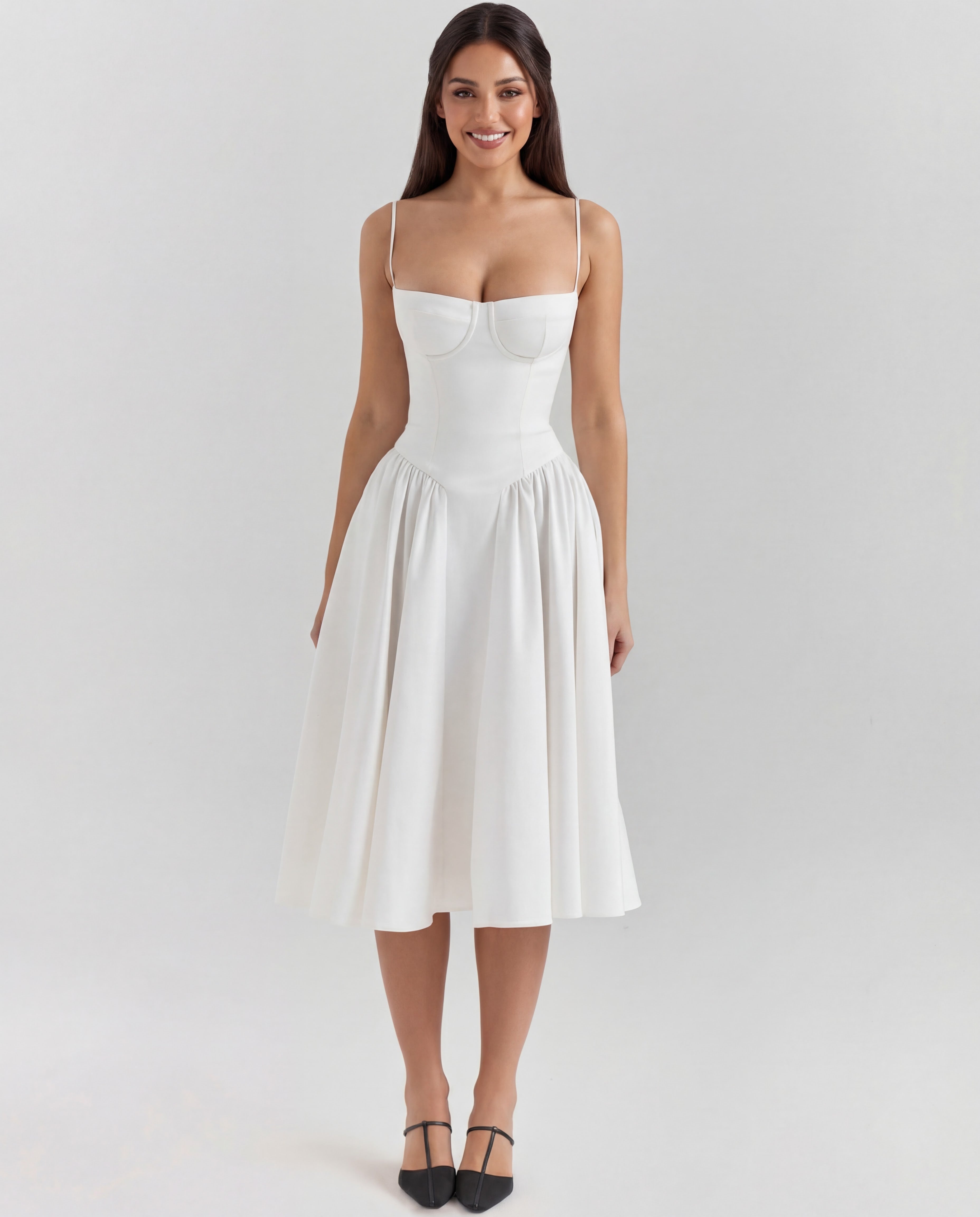 Underwired Sweetheart Neckline Corset Midi Dress for Special Occasions