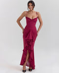 Cascading Ruffle Maxi Dress with Sweetheart Neckline - Elegant Evening Wear