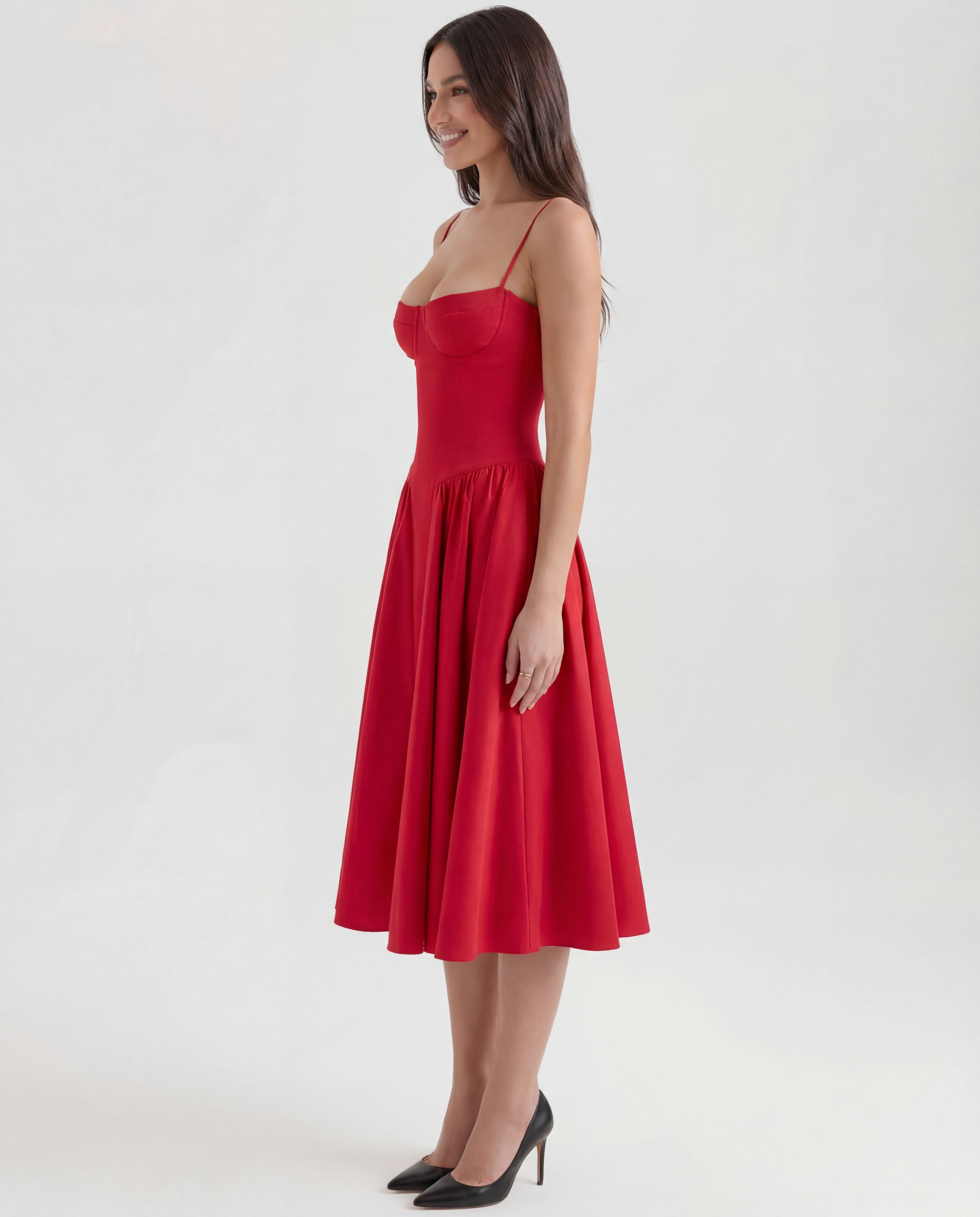 Underwired Sweetheart Neckline Corset Midi Dress for Special Occasions