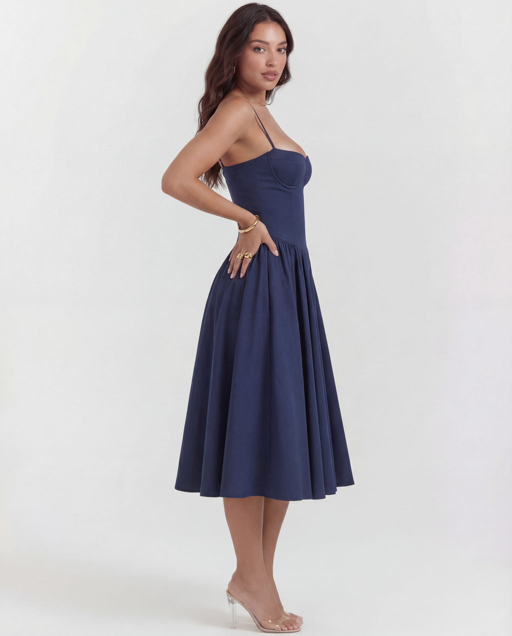 Underwired Sweetheart Neckline Corset Midi Dress for Special Occasions
