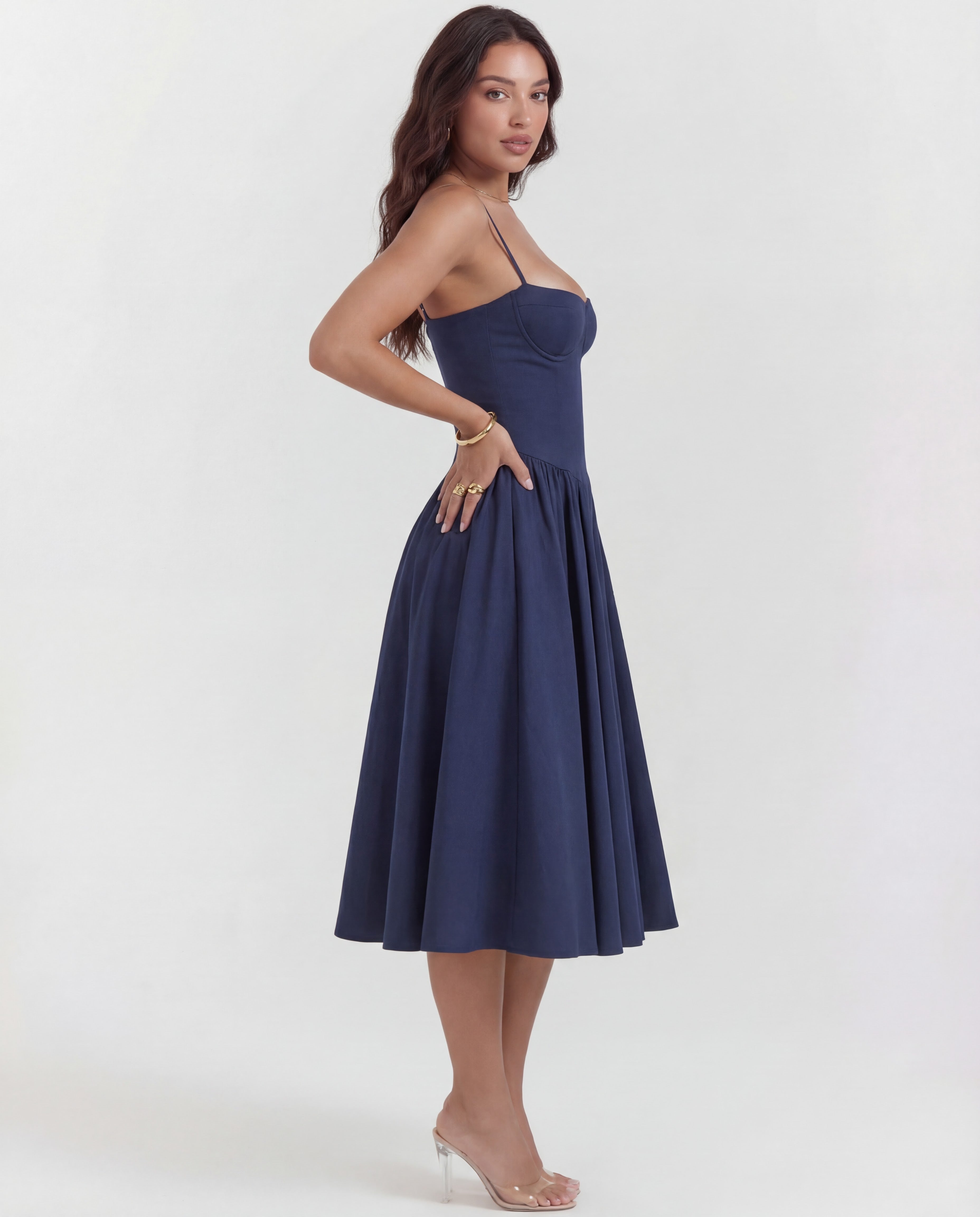 Underwired Sweetheart Neckline Corset Midi Dress for Special Occasions