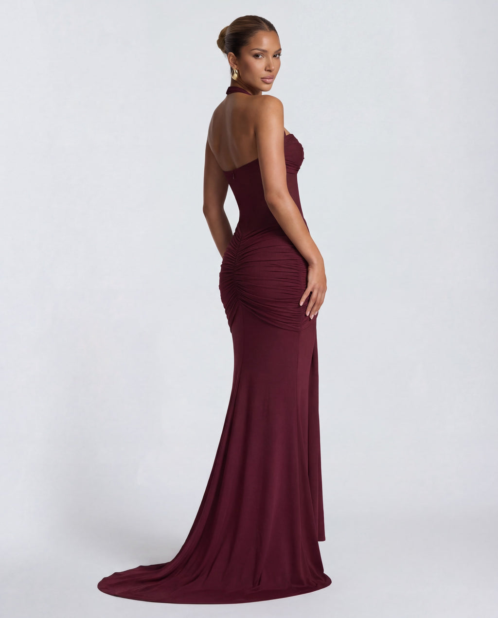 Twisted Bust Sheer Mesh Maxi Dress - Elegant Evening Wear for Special Occasions